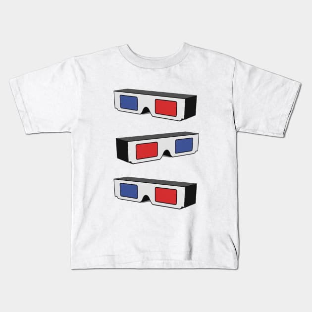 3D Glasses Kids T-Shirt by JadeGair